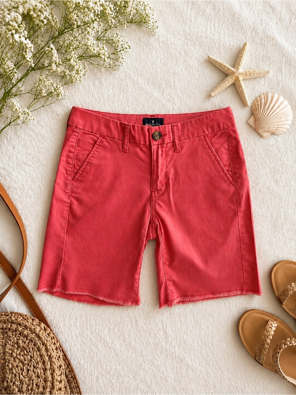 American Eagle Boyfriend Stretch Coral Bermuda Shorts Size 0